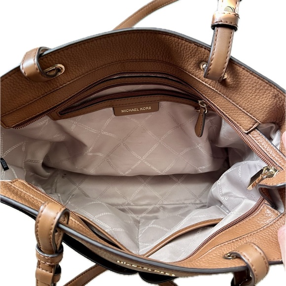 Michael Kors Bedford Medium Top Zip Pocket Tote in color Luggage - Picture 2 of 6